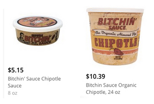 bitchin sauce costvo compared to grocery store