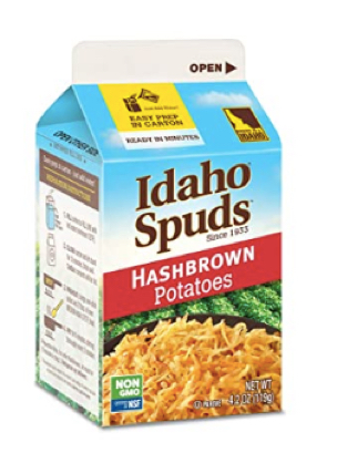 idaho spuds dried shredded hashbrowns hash browns potatoes carton