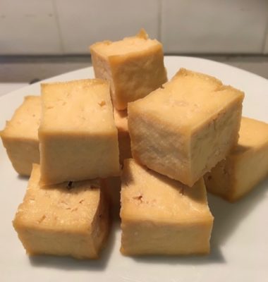 perfectly prepared tofu cubes