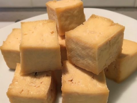 perfectly prepared tofu cubes